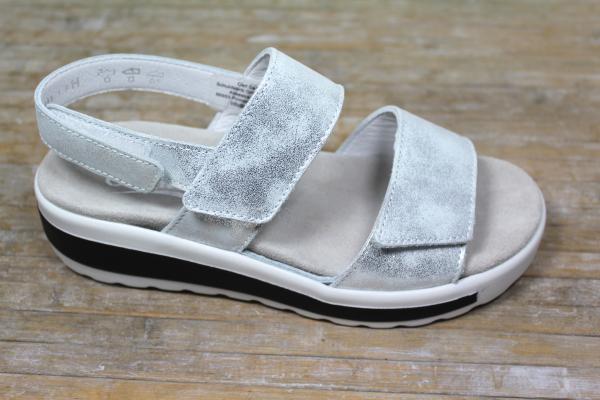 Sommer Sandale in silber Metall- Velour